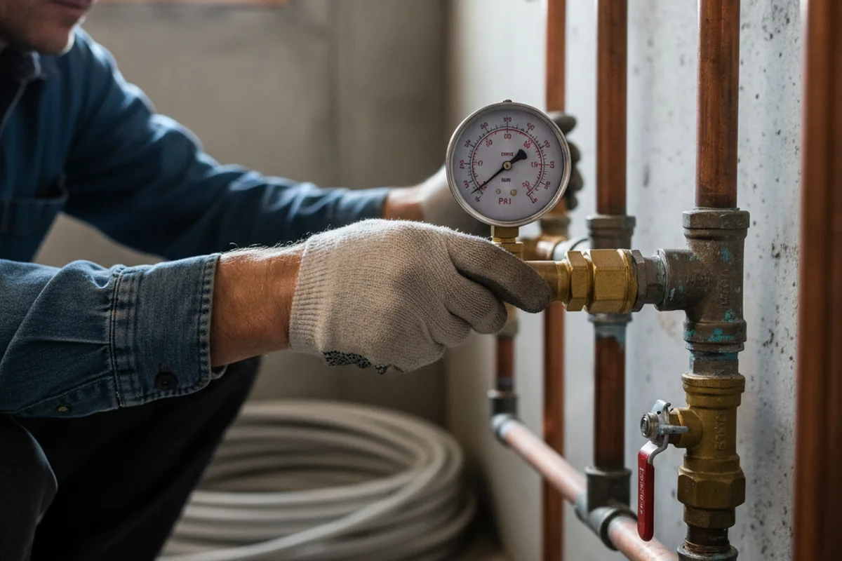 Pressure testing a repaired line during Water Line Repair in Willow River